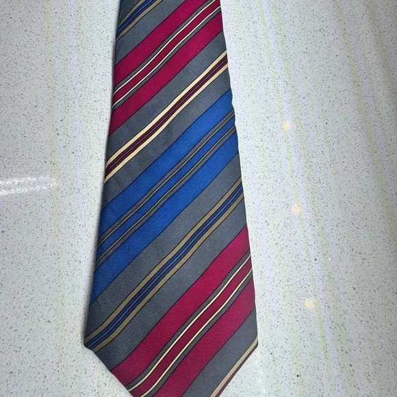 Vintage Yves Saint Laurent Red and Blue Striped Tie NWT - Picture 1 of 10